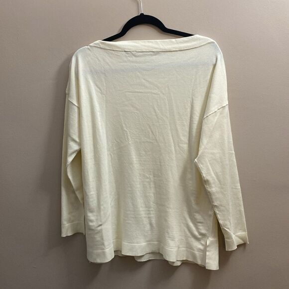 Coleen Lopez Womens One Shoulder Button Pullover Sweater Cream Size Small - Picture 4 of 5